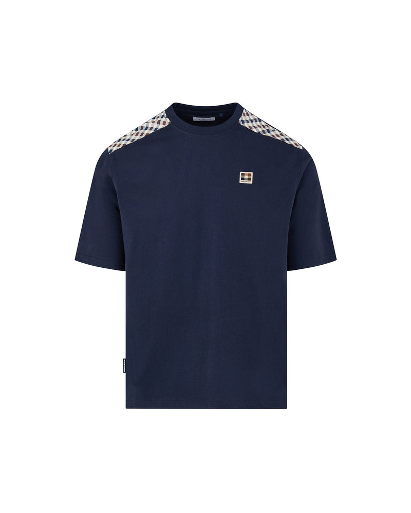 CHECK SHOULDER T-SHIRT