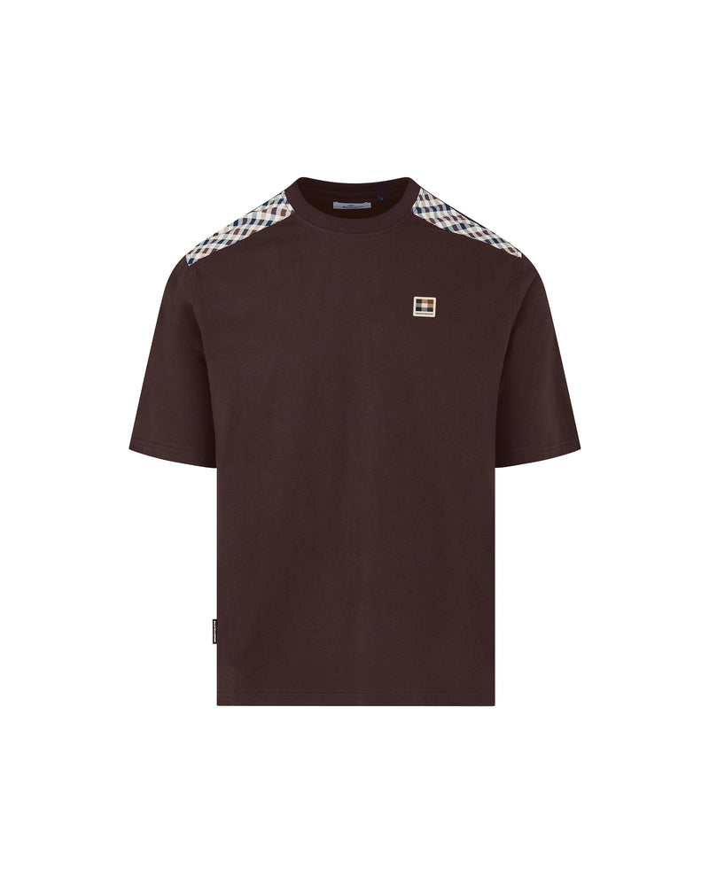 CHECK SHOULDER T-SHIRT