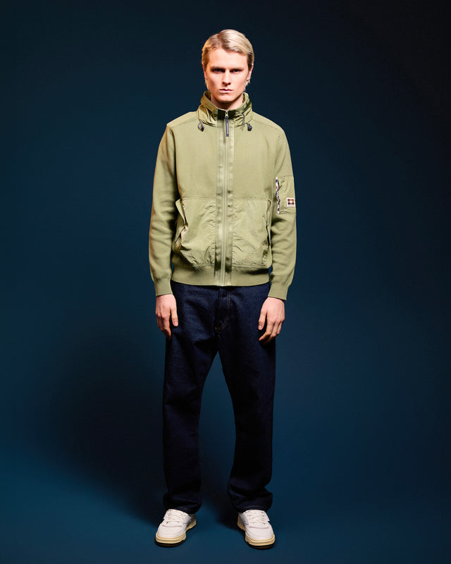 COTTON KNIT FZ SWEATER