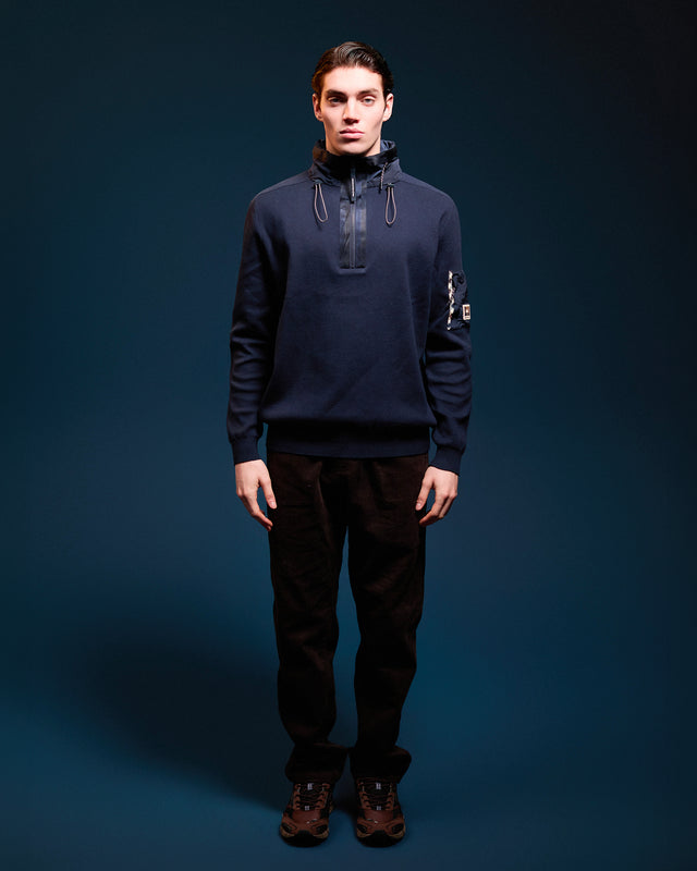 COTTON KNIT 1/4 ZIP SWEATER