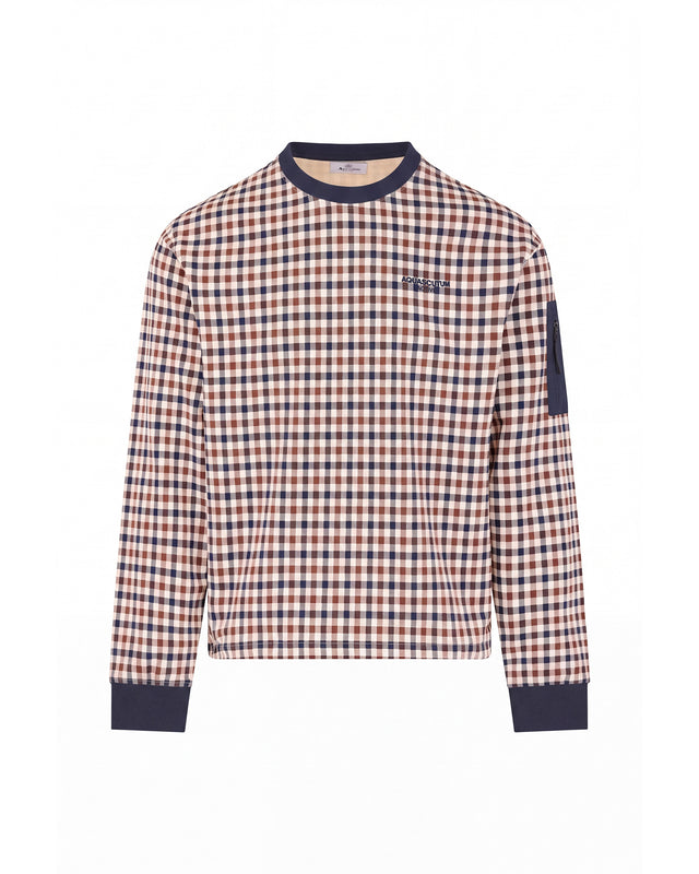 CHECK CREWNECK STRETCH FLEECE